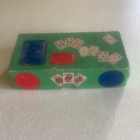 Vintage set of 100 red white & blue composite/clay poker chips in original box - Picture 5 of 8